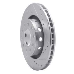 Audi Allroad Brake Rotor (1) - Rear Right - R1 Concepts - Drilled & Slotted - Silver - `04-`05